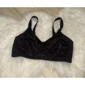 Bali 3372 Double Support Spa Closure Bra Satin WF Floral Womens 36D Black